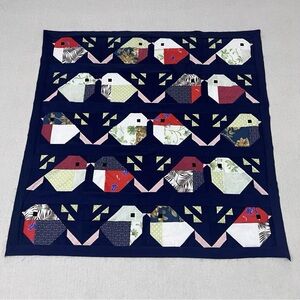Handmade Original birds Baby Quilt Top 47x47" Pieced~ BABY/BED/Wall …